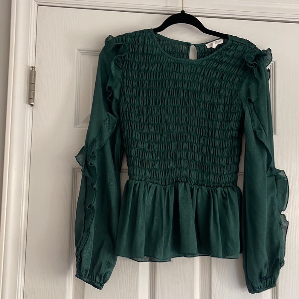 Green smocked top